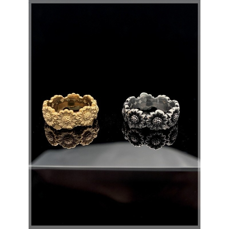 Retro Sunflower Couple Ring, P - огляд і ціна Titanium Steel Ring